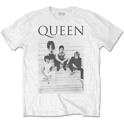 Buy Queen T Shirt Stairs Photo Band Logo Bohemian Rhapsody Official Mens White XL • 16.56£