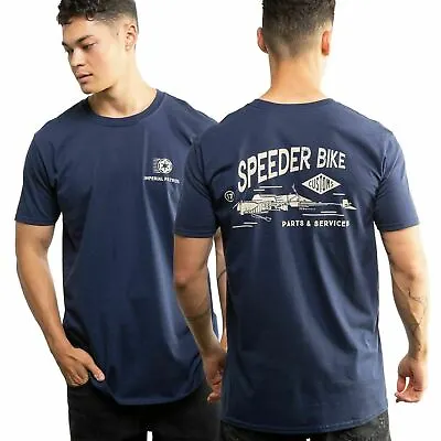 Buy Star Wars Mens T-shirt Imperial Speeder Bike Shop Navy S-XXL Official • 13.99£