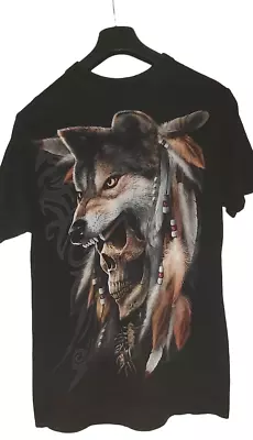 Buy Spiral  Wolf T Shirt Black Large  Skull/gothic/American Indian Top • 11.32£