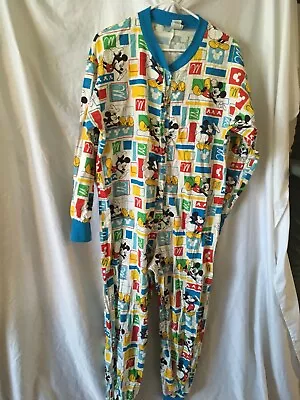 Buy Vintage Disney Women's Mickey Mouse One Piece Cotton Pajamas S 80s 90s Blue • 27.45£