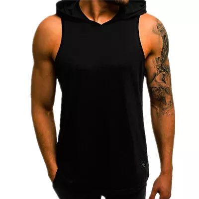 Buy Men's Gym Pullover Vest Sleeveless Casual Hoodie Hooded Tank Tops Muscle T-Shirt • 7.99£