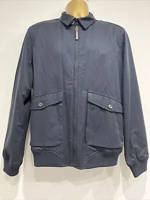 Buy Ted Baker Mens Navy Bomber Biker Smart Jacket Size Medium L 4 • 10£