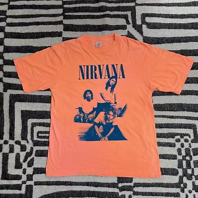 Buy Retro Style Nirvana T Shirt Band Merch Kurt Cobain XL Orange • 30£