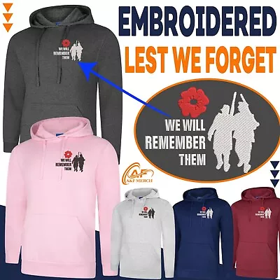 Buy We Will Remember Them Embroidered Hoodie Lest We Forget Remembering Respect • 14.99£