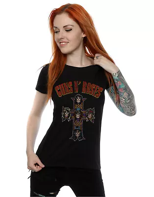 Buy Guns N Roses Women's Appetite For Destruction Cross Arched Type T-Shirt • 15.99£