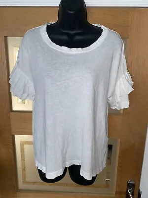 Buy Current/elliott White Ruffle Roadie Tee T-shirt Size Uk 10/12 - Small/medium • 17.95£