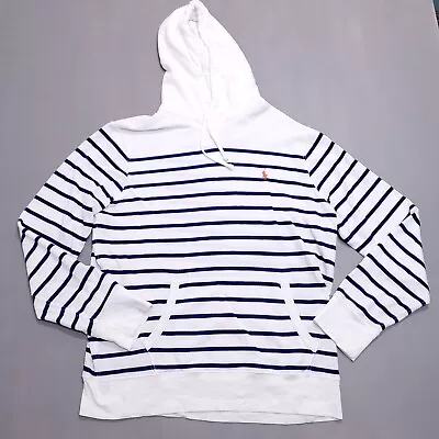Buy Polo Ralph Lauren Hoodie Mens XL White Blue Striped French Terry Sweatshirt  • 23.34£