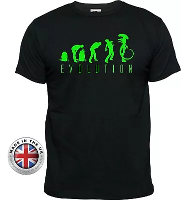 Buy Alien Evolution Black Cotton Printed T Shirt. Unisex Or Women's Fitted+kids • 21.99£