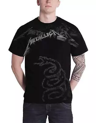 Buy Metallica T Shirt Black Album Faded Snake Band Logo Official Mens New Black • 24.95£