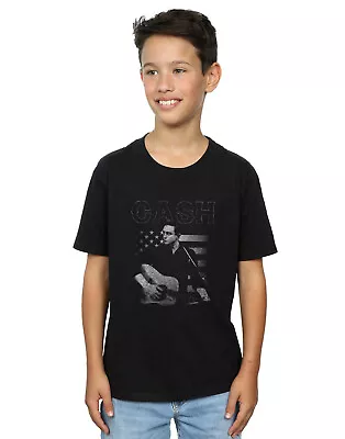 Buy Johnny Cash Boys Guitar American T-Shirt Black 9-11 Years • 12.99£