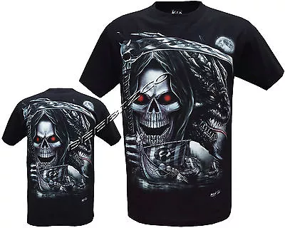 Buy Grim Reaper Glow In The Dark Dragon Skull Axe T- Shirt,Front & Back Print M-XXL • 9.99£