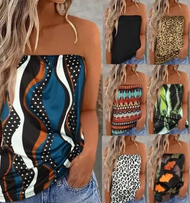 Buy Womens Summer Strapless Bandeau Boob Tube Tops Ladies Beach Blouse T Shirt Vest • 8.99£