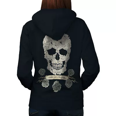 Buy Wellcoda Rose Death Skull Sugar Womens Hoodie Back • 31.99£