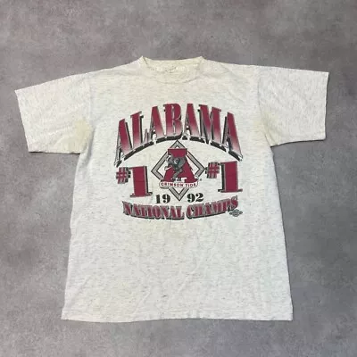 Buy Alabama National Champs T-Shirt Mens Graphic Single Stitch Tee Grey, Large • 25£