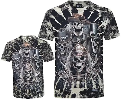 Buy Tie Dye T-shirt Grim Reaper Band Of Rockstars Skulls Jewelry Glow InDark By Wild • 14.99£