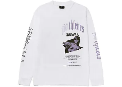 Buy 100 Thieves X Attack On Titan Long Sleeve Tee Size Large Aot White • 93.19£