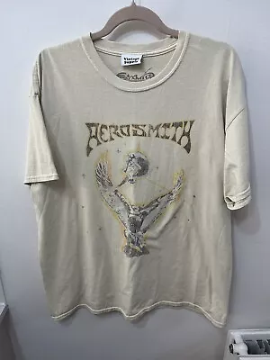 Buy Aerosmith Cream Logo T Shirt Size US Large / UK XL • 15.99£