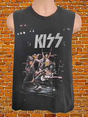 Buy Mens Zara Trafaluc Black Graphic T-shirt Top Eur Large Sleeveless Kiss Rock Band • 9.99£