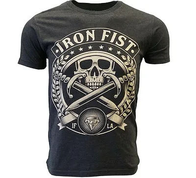 Buy Iron Fist T Shirt Pirate Skull Charcoal Tee • 9.10£