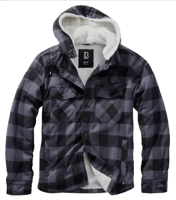 Buy Brandit Outdoor Men's Jacket Lumberjacket Hooded Warm Stylish Black/Grey • 79.98£