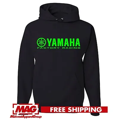 Buy YAMAHA GREEN FACTORY RACING HOODIE Motocross Hooded Sweatshirt ATV OEM R1 R6 • 32.67£
