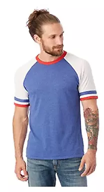 Buy 5093BP Hanes Alternative Slapshot Jersey T-Shirt Vintage Royal/White/Red L • 15.06£