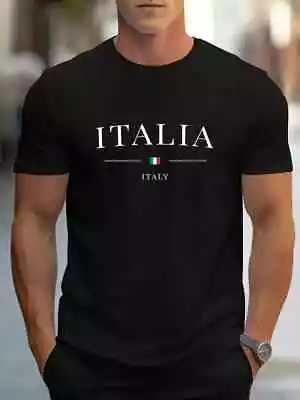 Buy Italia Print Short Sleeve Tee Mens T-shirt Cotton Ultra Soft Holiday Casual Tops • 8.89£