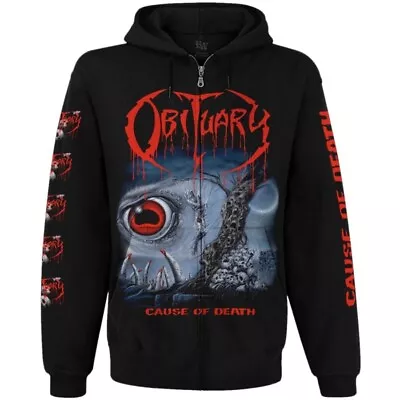Buy Obituary  Cause Of Death   Hoodie Zip Up Sweatshirt Black Death Morbid Angel • 53.21£
