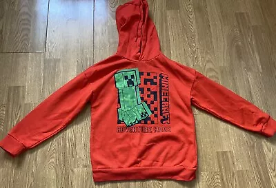 Buy Kids Boys Red Minecraft Creeper Long Sleeved Hooded Top Age 8-9 Years • 3.50£