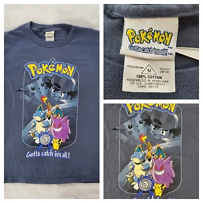 Buy Vintage 1999 Pokemon Shirt Youth M Nintendo Tag Gengar Charizard Pikachu Kids • 34.92£
