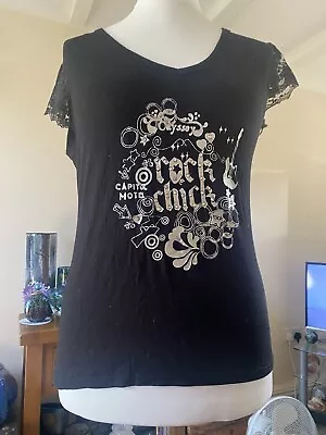 Buy Next Black/silver/Lace Rock Chick Ladies T Shirt Crystal Rhinestone 16 Festival • 6£