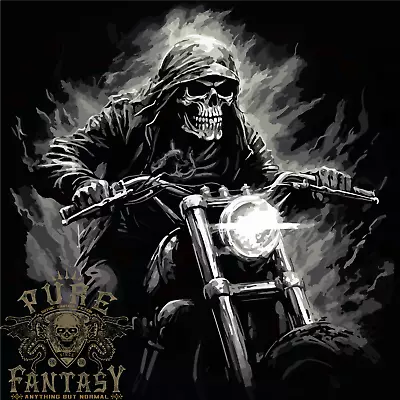 Buy Skull Biker Motorcycle Motorbike Grim Reaper 5 Mens T-Shirt 100% Cotton • 10.49£