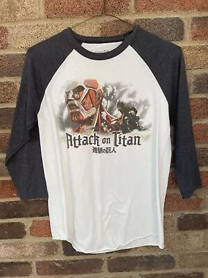 Buy Attack On Titan AOT Shirt Adult Medium White Cotton Blend Graphic 3/4 Sleeve • 10.89£