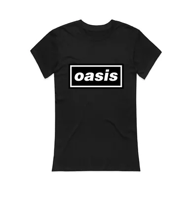 Buy Ladies Black Oasis Logo Liam Noel Gallagher Official Tee T-Shirt Womens • 16.06£