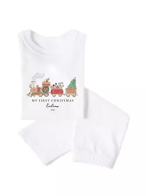 Buy Personalised My First Christmas 2023 White Pyjamas Christmas Santa 1st Train • 16£