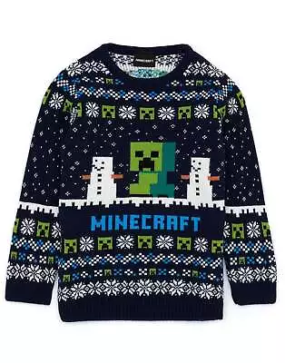 Buy Minecraft Blue Creeper Christmas Jumper (Boys) • 25.95£