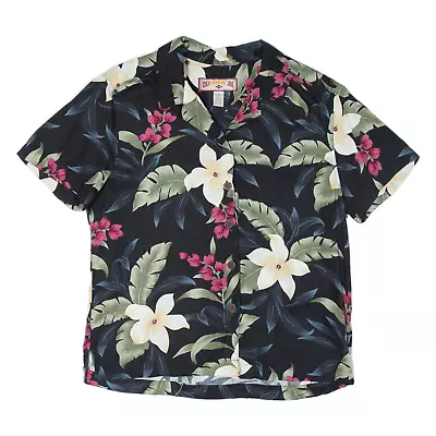 Buy Vintage CARIBBEAN JOE Womens Hawaiian Shirt Black 90s Floral M • 9.99£