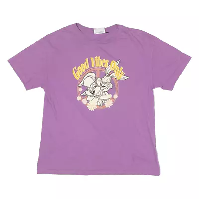 Buy LOONEY TUNES Bugs And Lola Bunny Good Vibes Only Mens T-Shirt Purple S • 5.99£