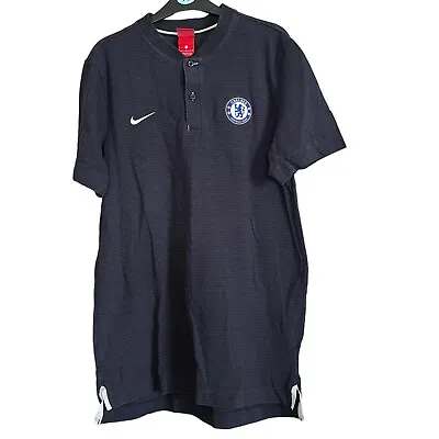 Buy Chelsea FC Nike Training Top Size Large Mens Navy Blue Embroidered Tshirt • 13.95£