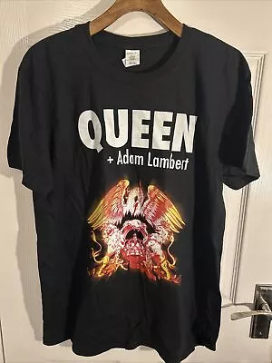 Buy QUEEN Adam Lambert Rhapsody Concert Europe T-Shirt Black Size Large L Music • 5.99£