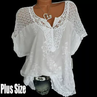Buy Womens Ladies Plus Size T Shirts Short Sleeve Loose Blouse Loose Tops Shirts • 8.16£