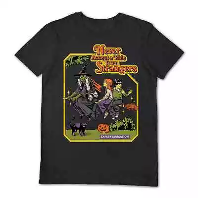 Buy Steven Rhodes - Never Accept A Ride From Strangers - Black Short Sleeve T-shirt • 17.99£