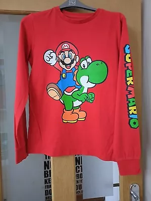 Buy Red Mario And Yoshi Gaming License Long Sleeve T-Shirt Age 11 Years • 7£