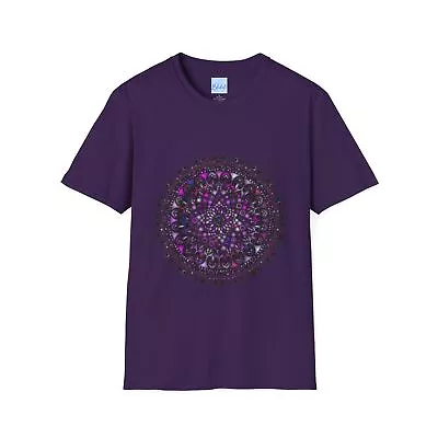 Buy Purple Mandala Art Unisex Softstyle T-Shirt - Hand-Drawn Design • 22.60£