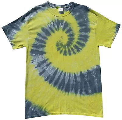 Buy Tie Dye T Shirt Yellow And Grey  Spiral , All Sizes, Hand Dyed In The UK  • 16.75£