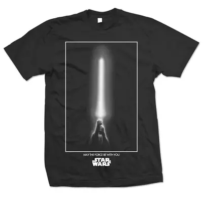 Buy Disney Star Wars Official The Force Size Medium Mens Black T-Shirt Lightsaber • 7.95£