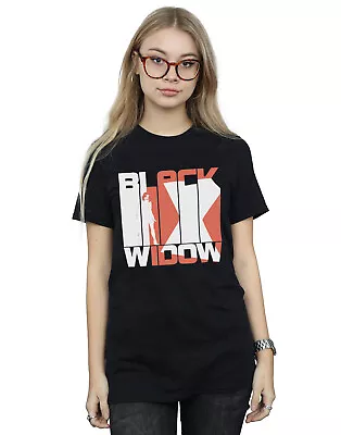 Buy Marvel Women's Black Widow Movie Bars Logo Boyfriend Fit T-Shirt • 13.99£