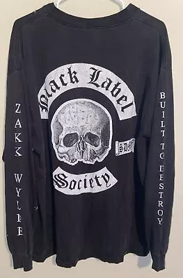 Buy Black Label Society Shirt Long Sleeve Zakk Wylde Size XL Y2K Rock Skull • 83.86£