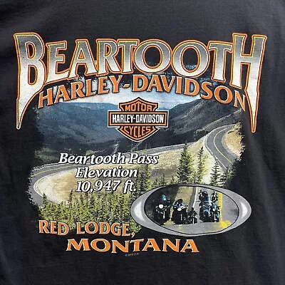 Buy Harley Davidson Beartooth T Shirt Red Lodge Montana Size Large 2006 • 27.07£