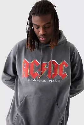 Buy Boohoo Men’s ACDC 1985 Tour Charcoal Oversized Hoodie Size Small BNWT  • 19.99£